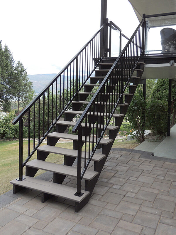 Black Picket Stair Railing with Gate