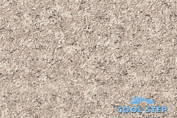 Supreme Almond Tufdek vinyl decking color sample with Cool Step application
