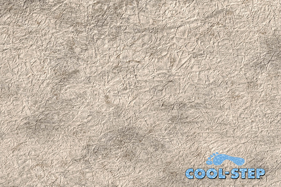 Tufdek Supreme Desert Sand vinyl decking color sample with Cool Step application