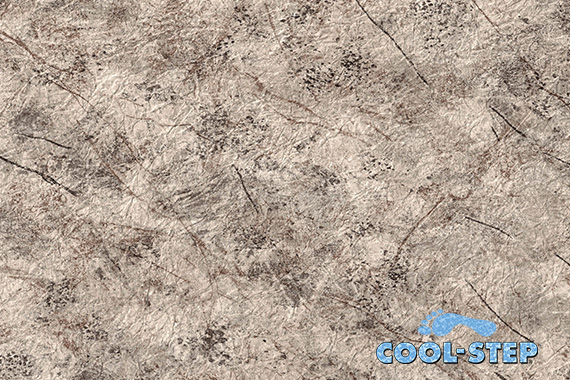 Valencia Marble Tufdek vinyl decking color sample with Cool Step application